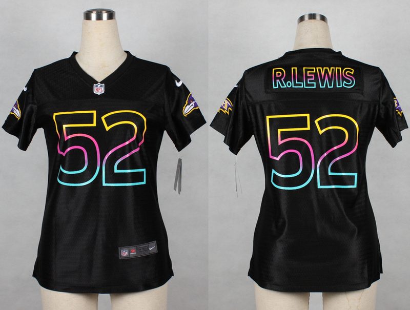 Nike Baltimore Ravens #52 R.Lewis Rice Women Black Fashion Jersey