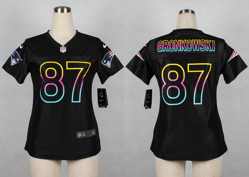 Nike New England Patriots #87 Gronkowski Women Black Jersey