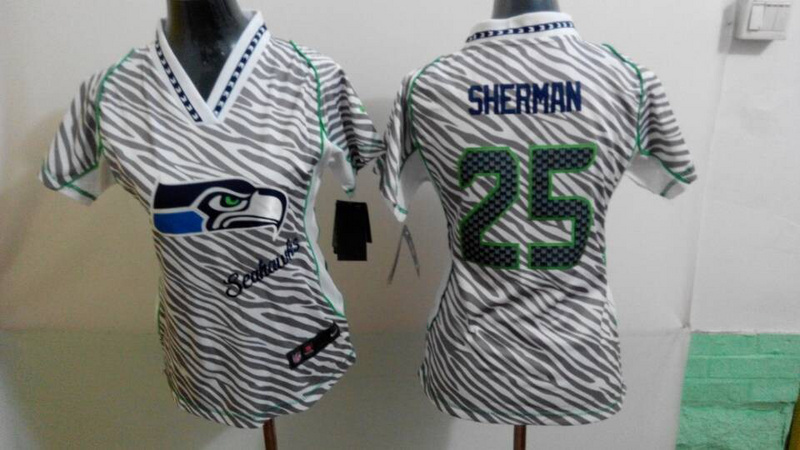 Nike Seattle Seahawks #25 Sherman Zebra Women Jersey