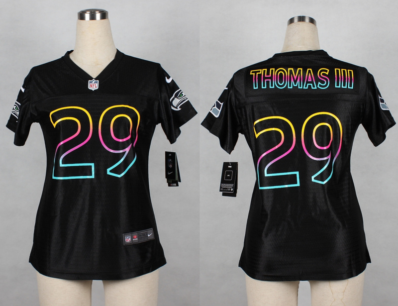 Nike Seattle Seahawks #29 Thomas Women Black Fashion Jersey