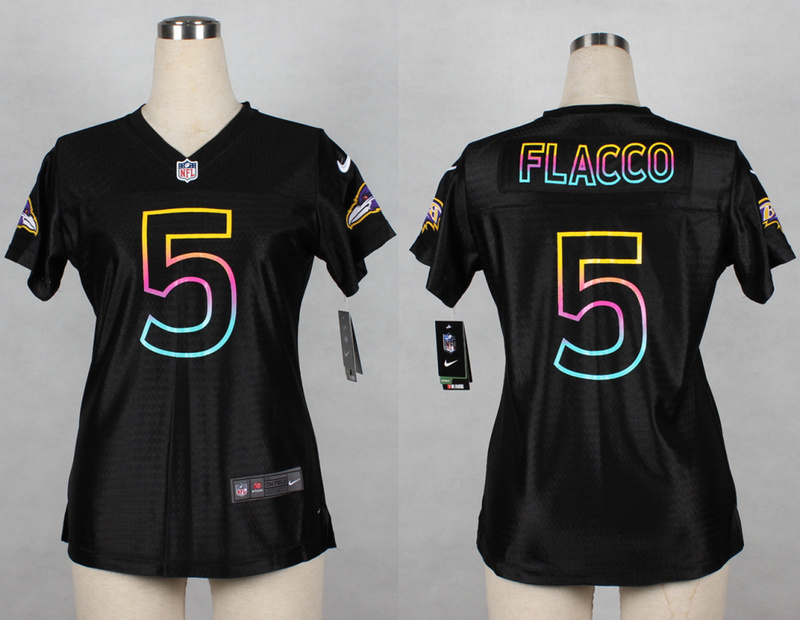 Nike Baltimore Ravens #5 Flacco Women Black Fashion Jersey