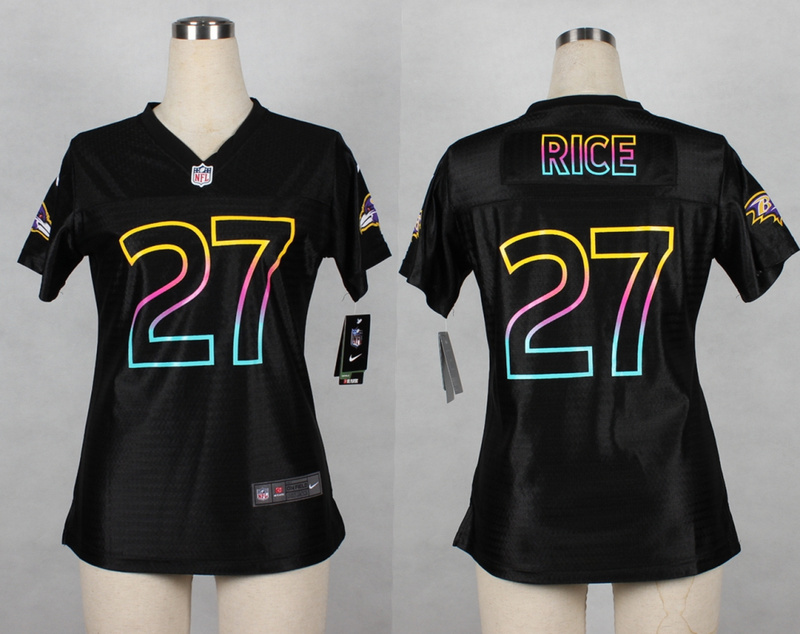 Nike Baltimore Ravens 27 Rice Black Women Fashion Jerseys