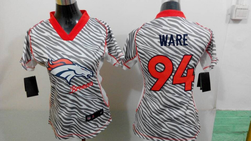 Women Nike Denver Broncos 94 Ware Zebra Jerseys