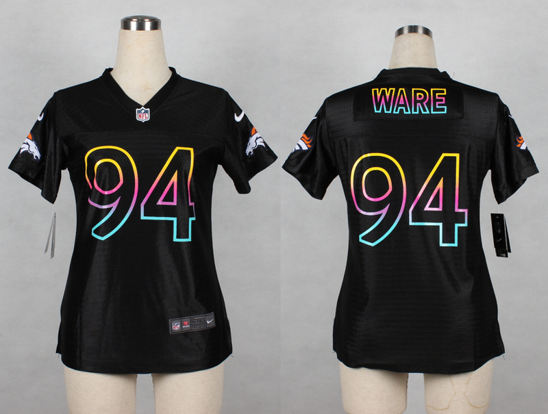 Nike Denver Broncos #94 Ware Black Women Fashion Jersey