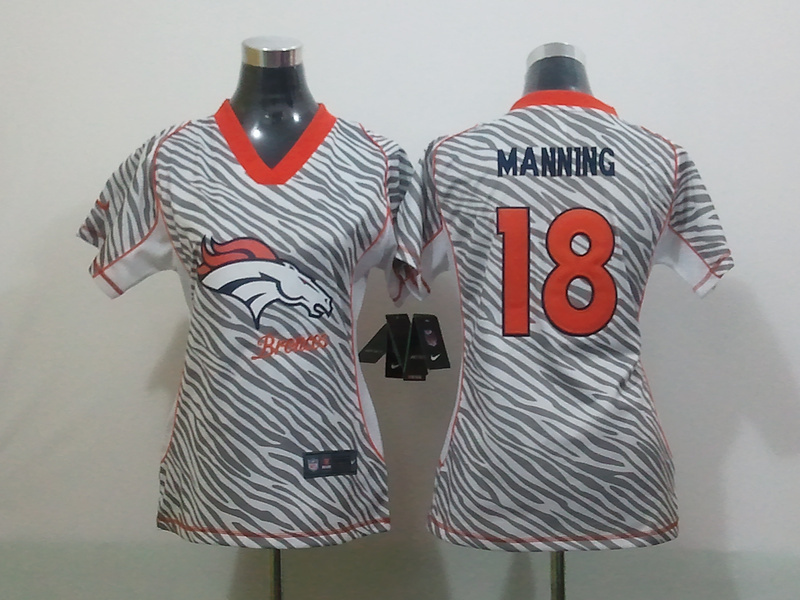 Nike Denver Broncos #18 Peyton Manning Zebra Women Jersey