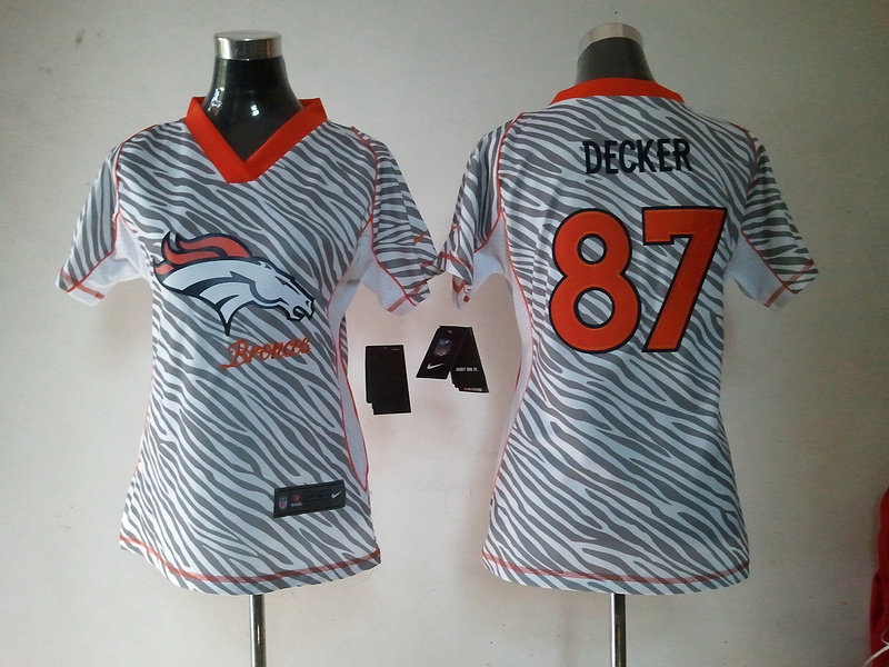 Nike Denver Broncos #87 Decker Zebra Women Jerseys