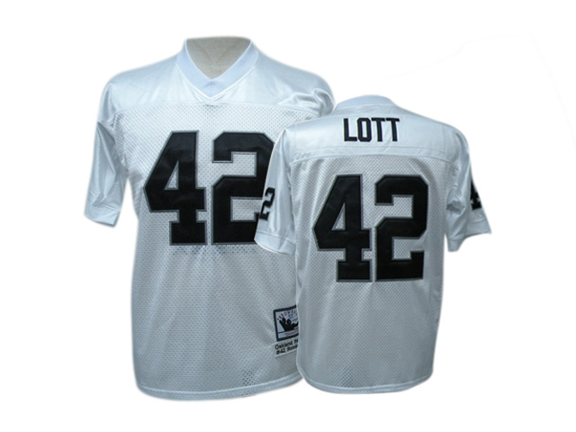 Mitchell and Ness Oakland Raiders #42 Ronnie Lott White Premier EQT Throwback Jersey