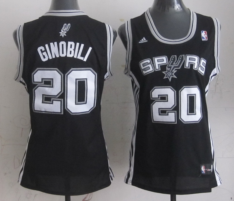 NBA San Antonio Spurs #20 Ginobili Black Women Jersey