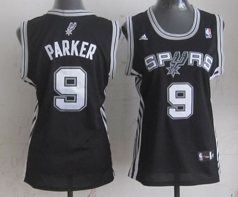 NBA San Antonio Spurs #9 Parker Black Women Jersey