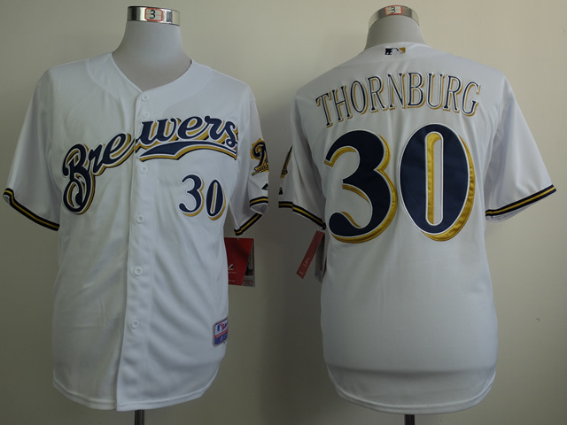 MLB Milwaukee Brewers #30 Tyler Thornburg White Jersey