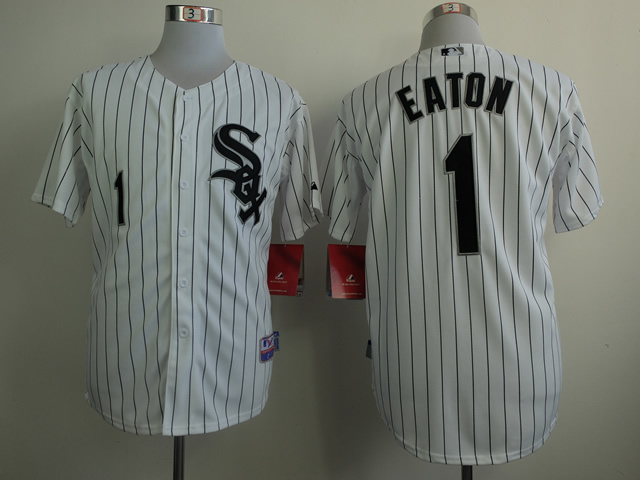 MLB Chicago White Sox #1 Eaton White Pinstripe Jersey