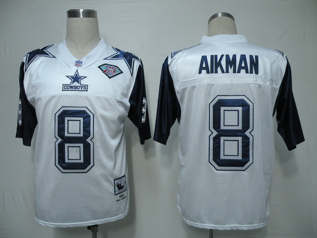 NFL Dallas Cowboys 8# Aikman White Throwback Jersey