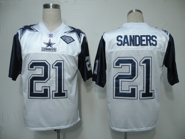 NFL Dallas Cowboys #21 Sanders White Throwback Jersey
