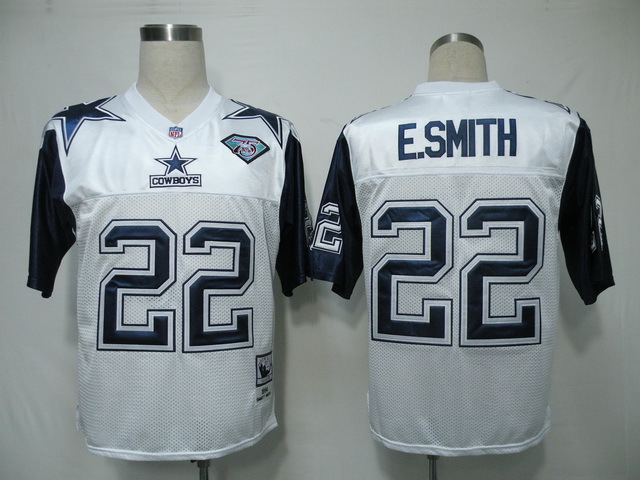 NFL Dallas Cowboys #22 E.Smith Throwback White Jersey