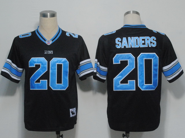 NFL Detroit Lions Barry Sanders #20 Black Throwback Jersey