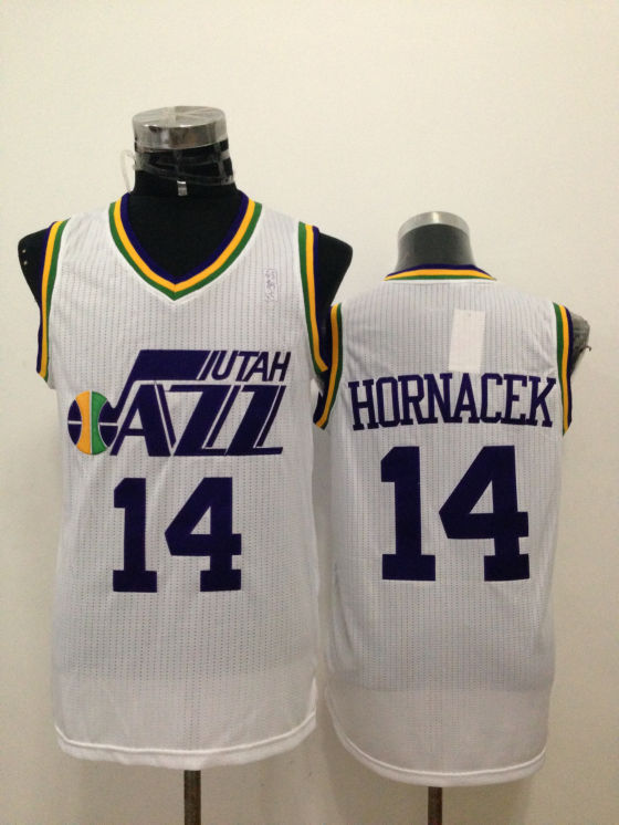 NBA Utah Jazz #14 Hornacek White Jersey