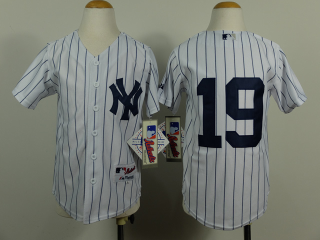 MLB New York Yankees #19 Masahiro Tanaka White Blue Pinstrip Youth Jersey