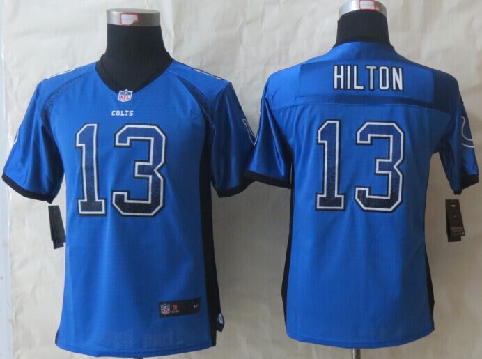 Youth 2014 New Nike Indianapolis Colts 13 Hilton Drift Fashion Blue Elite Jerseys