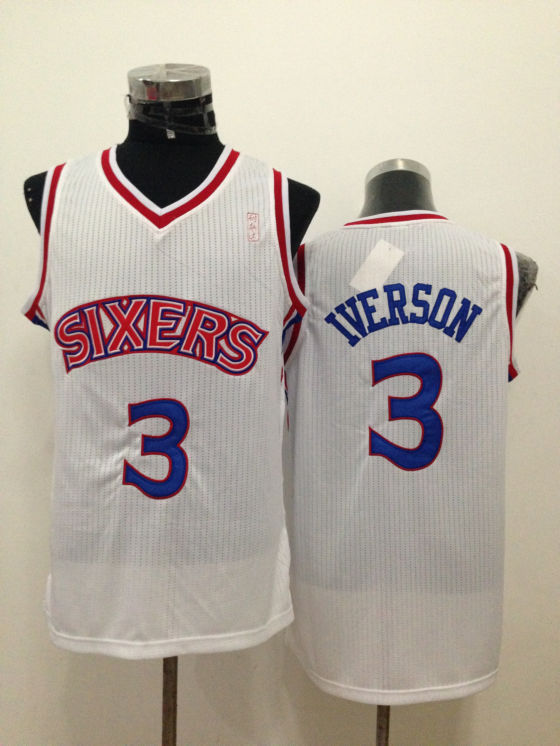 NBA Philadelphia 76ers #3 Iverson White Jersey