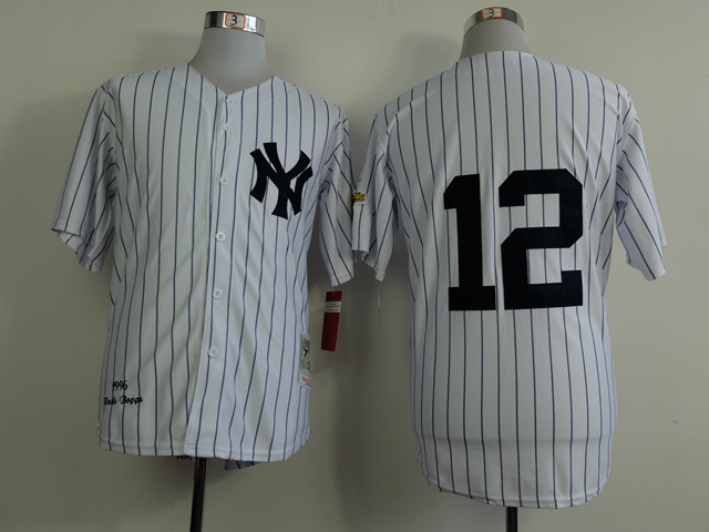 MLB New York Yankees #12 White Pinstrip 1996 Throwback Jersey