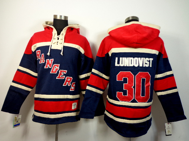 NHL New York Rangers #30 Lundovist Blue Red Hoodie