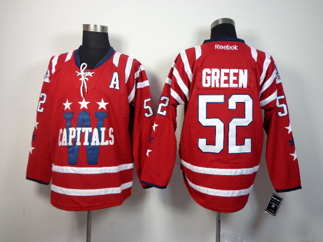 NHL Washington Capitals #52 Green Red Jersey