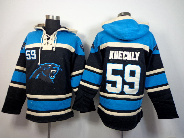 NFL Carolina Panthers #59 Kuechly Black Blue Hoodie