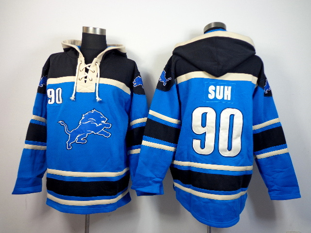 NFL Detroit Lions #90 Suh Blue Black Hoodie