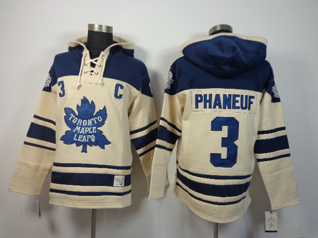 NHL Toronto Maple Leafs #3 Phaneuf Cream Hoodie