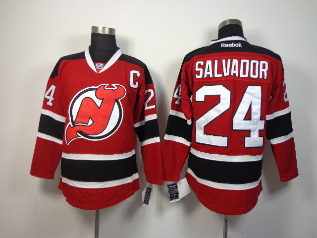 NHL New Jersey Devils #24 Salvador Red Jersey