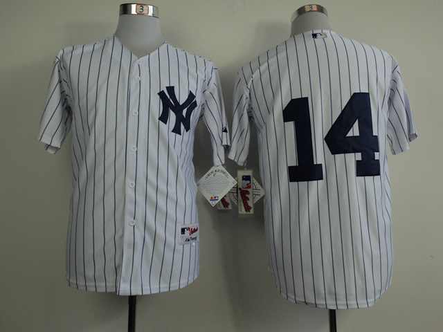 MLB New York Yankees #14 White Pinstrip Jersey