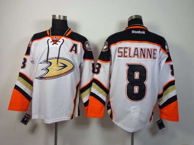NHL Anaheim Ducks #8 Selanne White Jersey