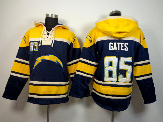 NFL San Diego Chargers #85 Gates Blue Yellow Hoodie