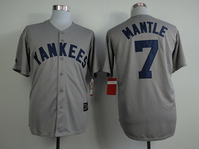 MLB New York Yankees #7 Mantle Grey Jersey