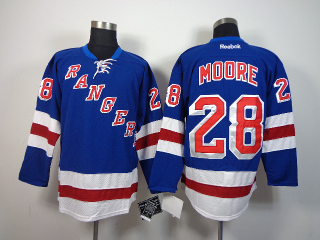 NHL New York Rangers #28 Moore Blue Jersey