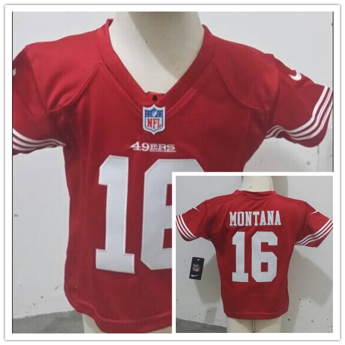 Nike NFL San Francisco 49ers #16 Montana Red Kids Jersey 2-5T