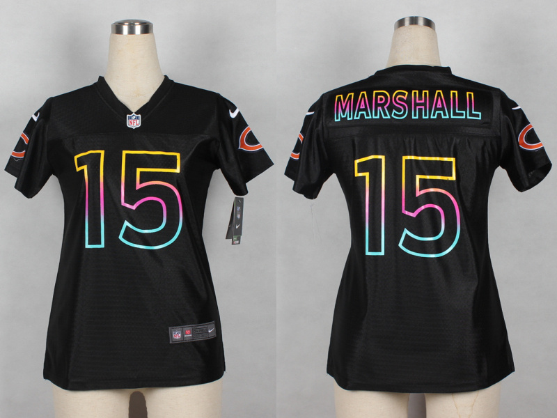 Nike NFL Chicago Bears #15 Brandon Marshall Black Fashion Women Jersey