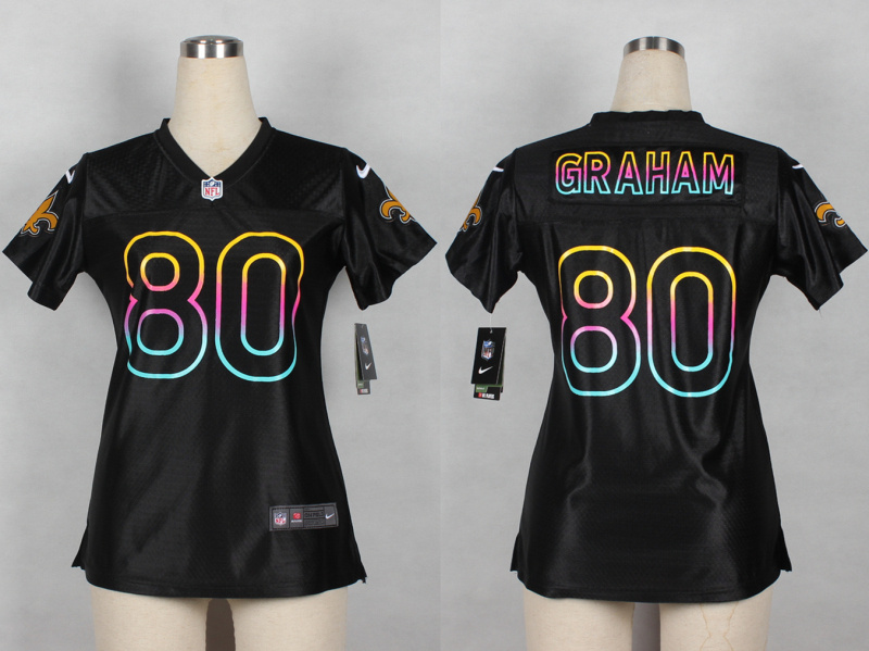 Nike New Orleans Saints #80 Graham Women Black Fashion Jersey