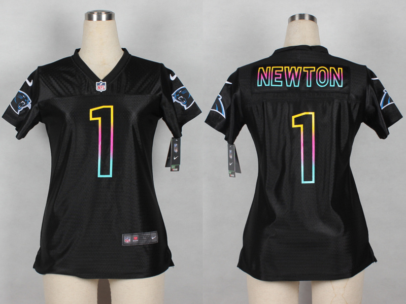 Nike NFL Carolina PANTHERS Women Newton #1 Black Fashion Women Jersey