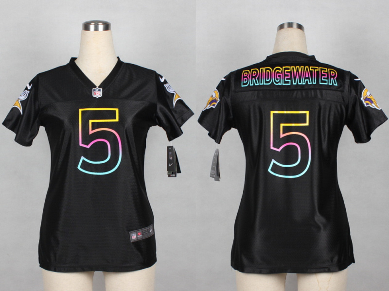 Nike Minnesota Vikings #5 Bridgewater Black Fashion Women Jersey