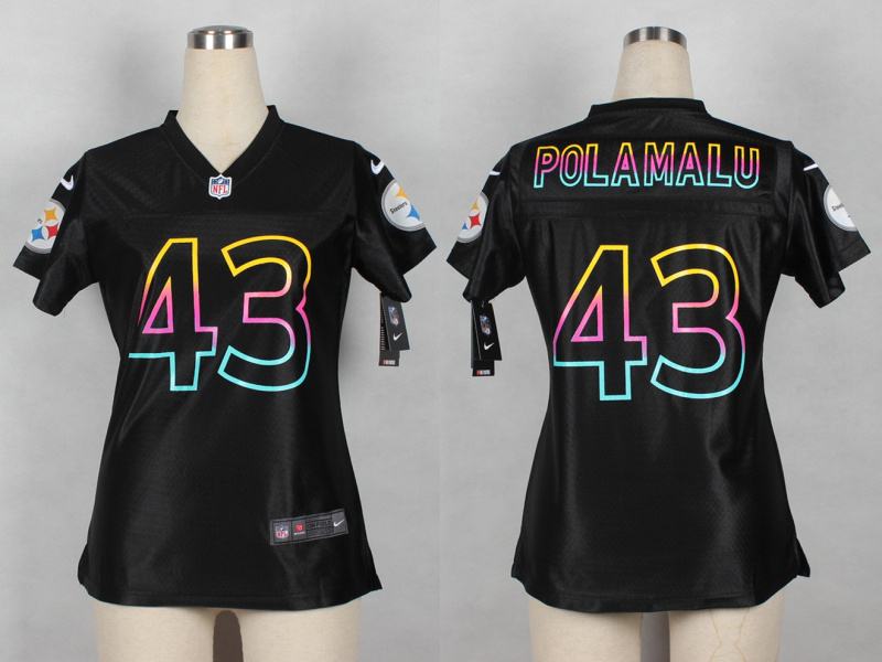 Nike NFL Pittsburgh steelers #43 Polamalu Women Black Fashion Jersey