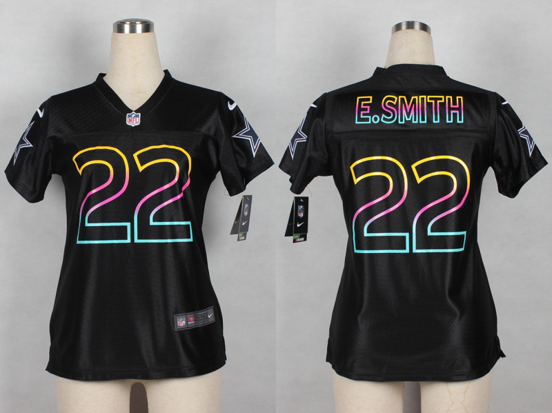 Nike NFL Dallas Cowboys #22 E.Smith Black Fashion Women Jersey
