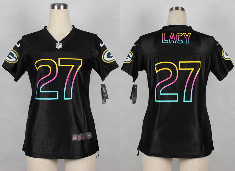 Nike Green Bay Packers #27 Lacy Black Fashion Women Jersey