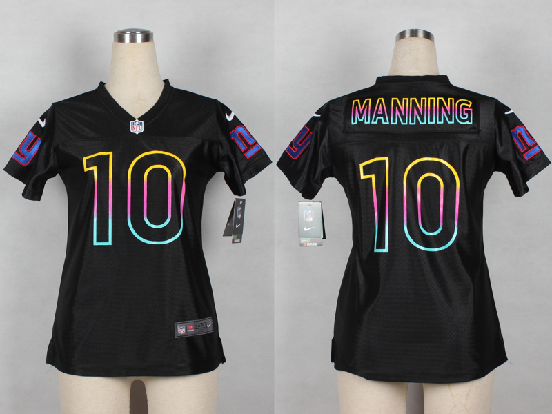 Nike NFL New York giants #10 Manning Women Black Fashion Jersey