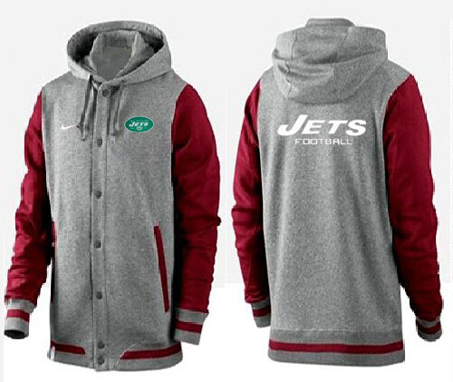 NFL New York Jets Grey Red Hoodie