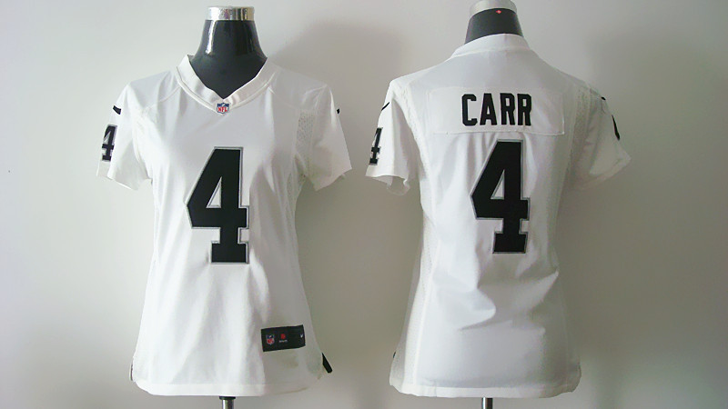 Nike Oakland Raiders #4 Carr White Women Jersey