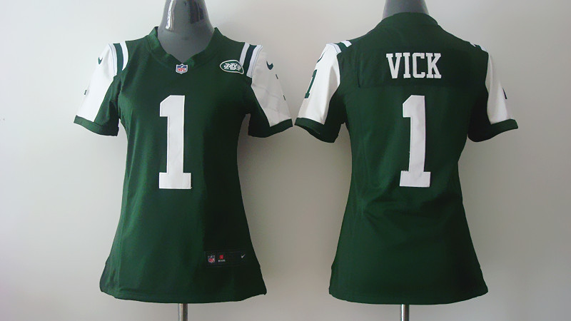 Nike New York Jets #1 Vick Green Women Jersey