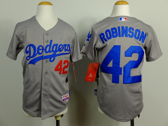 MLB Los Angeles Dodgers #42 Robinson Kids Grey Jersey