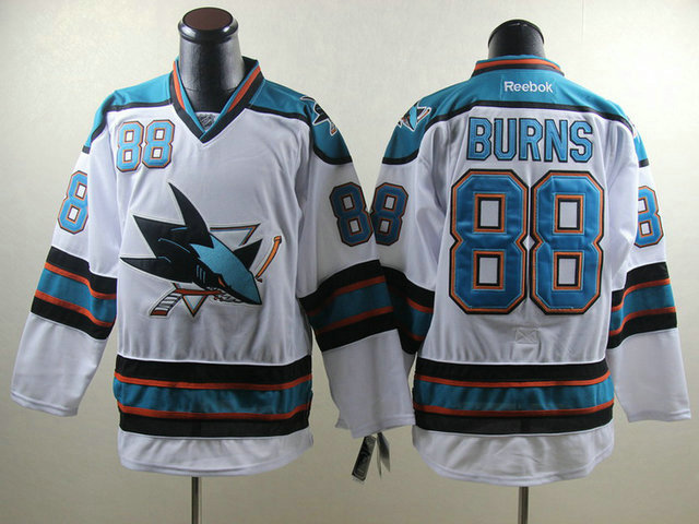 NHL San Jose Sharks #88 Burns White Jersey
