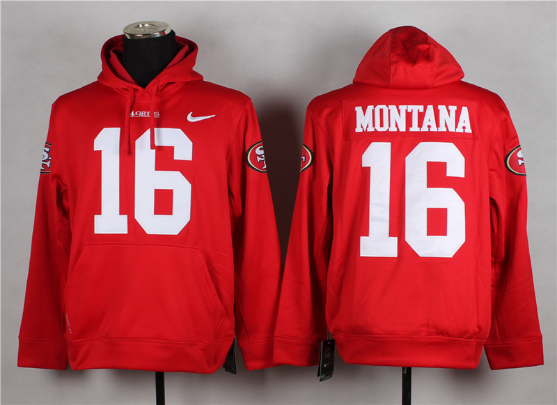 NFL San Francisco 49ers #16 Montana Red Hoodie